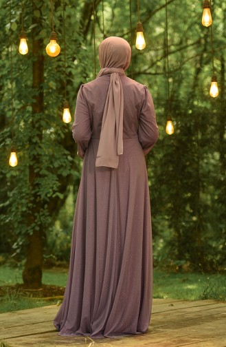 Dusty Rose Hijab Evening Dress 4295-02