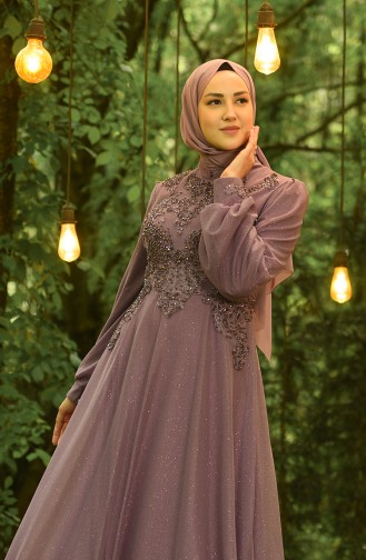 Beige-Rose Hijab-Abendkleider 4295-02