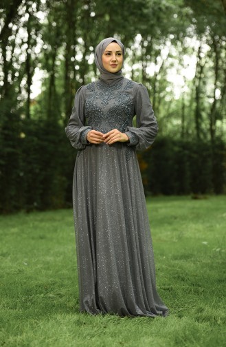 Grau Hijab-Abendkleider 4295-03