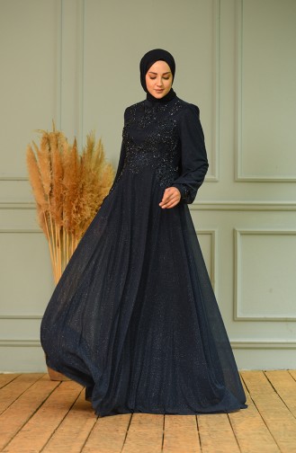 Dunkelblau Hijab-Abendkleider 4295-04