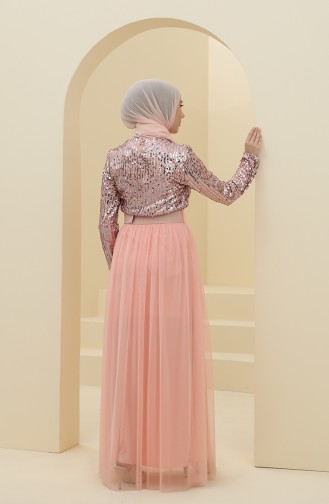 Powder Hijab Evening Dress 212123-05