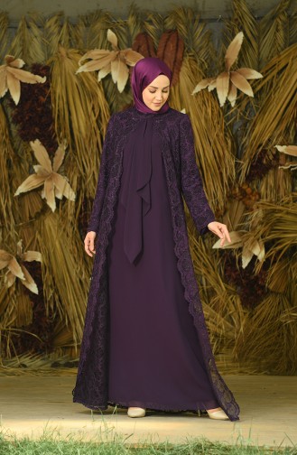 Purple İslamitische Avondjurk 3001-01