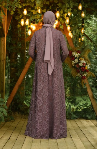 Beige-Rose Hijab-Abendkleider 3001-02