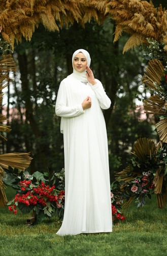 White Hijab Evening Dress 6271-06