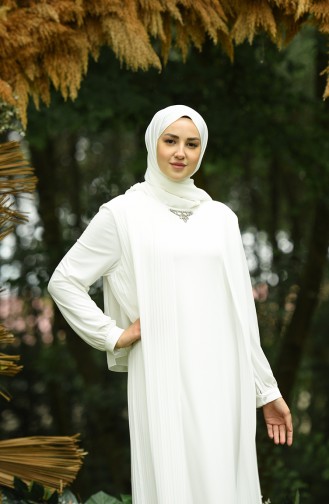 White Hijab Evening Dress 6271-06