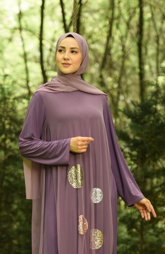 Purple Hijab Evening Dress 6338-03