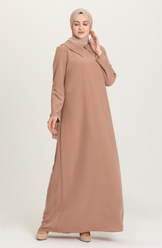 Milk Coffee Hijab Dress 1508-04