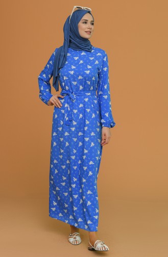 Saks-Blau Hijab Kleider 0077-04