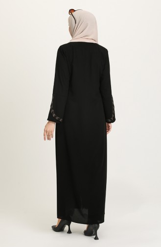 Übergröße Stein gestreifte Abaya 5053-04 Schwarz 5053-04