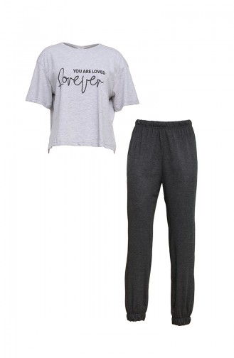 Kısa Kol Pijama Takım 6407-01 Gri