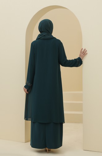 فساتين سهرة بتصميم اسلامي أخضر زمردي 4284-01