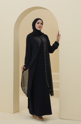 Habillé Hijab Bleu Marine 4284-02