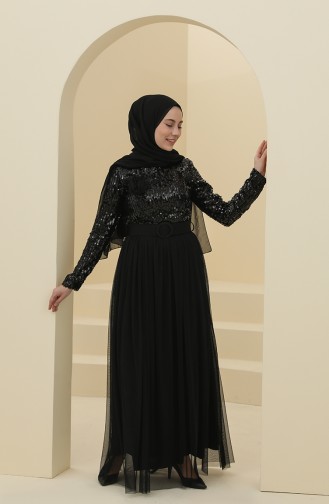 Black Hijab Evening Dress 212123-01