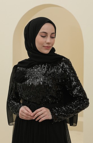 Black Hijab Evening Dress 212123-01