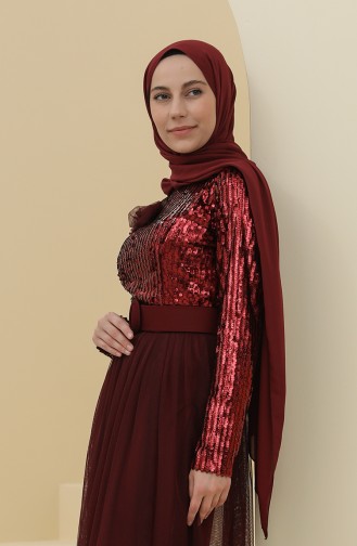 Claret red İslamitische Avondjurk 212123-03