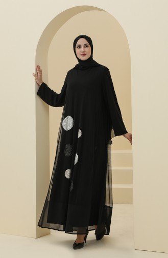فساتين سهرة بتصميم اسلامي أسود 6338-01