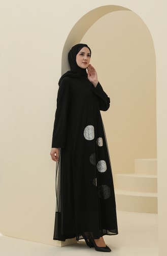 Black Hijab Evening Dress 6338-01