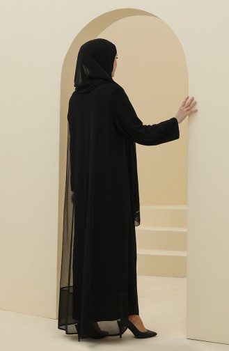 Black Hijab Evening Dress 6338-01