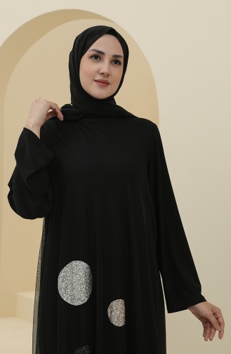 Habillé Hijab Noir 6338-01