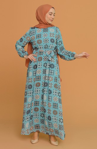 Robe Hijab Bleu menthe 0202-02