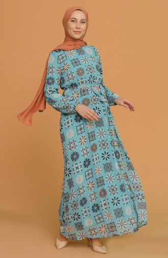 Robe Hijab Bleu menthe 0202-02