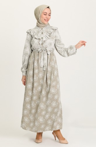 Khaki Hijab Dress 21Y8380-02
