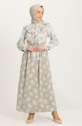 Khaki Hijab Dress 21Y8380-02