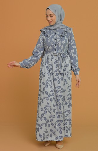 Navy Blue Hijab Dress 21Y8380-11