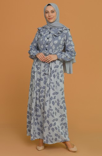 Navy Blue Hijab Dress 21Y8380-11