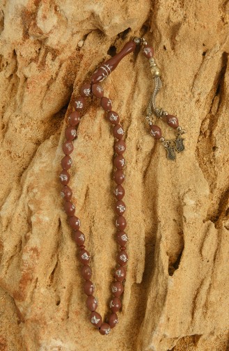 İşlemeli Tesbih 0035-01 Kahverengi
