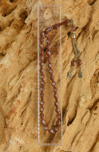 İşlemeli Tesbih 0035-01 Kahverengi