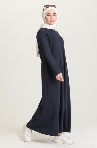 Dunkelblau Hijab Kleider 3279-13