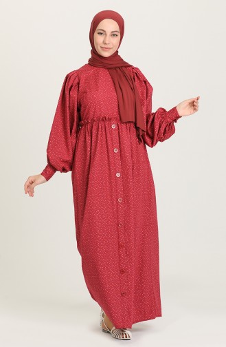 Claret Red Hijab Dress 21Y8323B-03