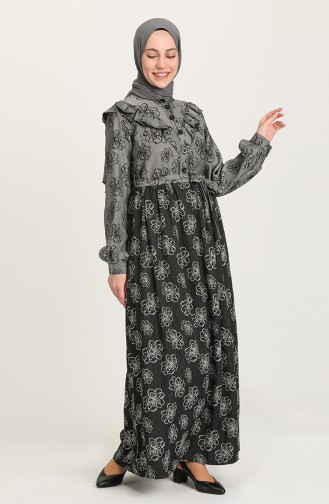 Grau Hijab Kleider 21Y8380-09