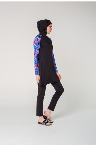 Schwarz Hijab Badeanzug 7111-01