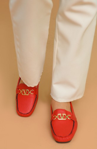 Red Women`s Flats 0152-01