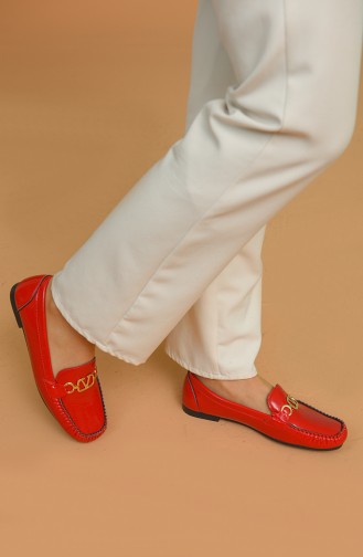 حذاء مسطح أحمر 0152-04