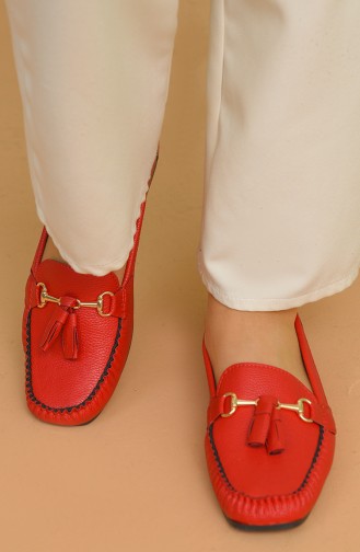 حذاء مسطح أحمر 0153-05