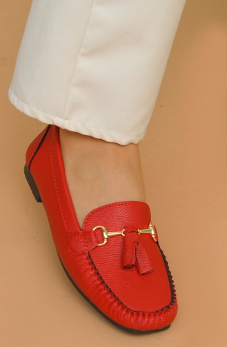 حذاء مسطح أحمر 0153-05