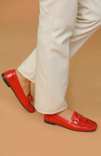 حذاء مسطح أحمر 0153-07