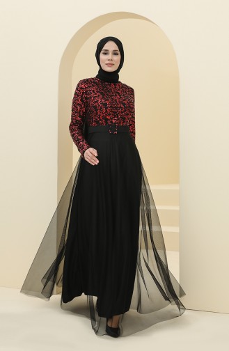 Red Hijab Evening Dress 5353-11