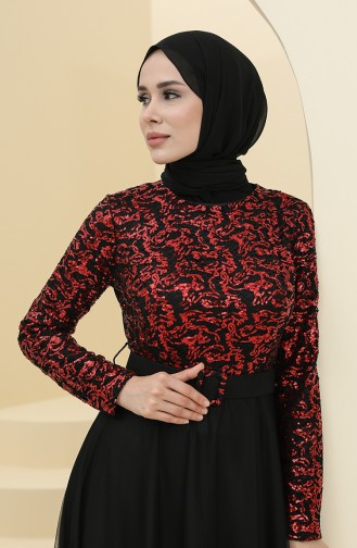Red Hijab Evening Dress 5353-11