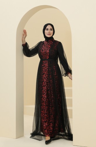 Rot Hijab-Abendkleider 5383-12