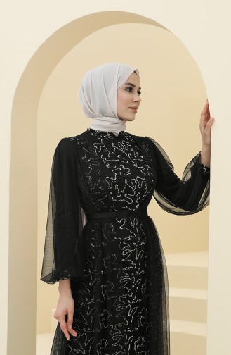 Schwarz Hijab-Abendkleider 5383-13