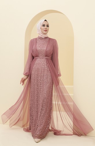 Silver Gray Hijab Evening Dress 5383-14