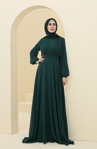 Emerald Green Hijab Evening Dress 5422-08