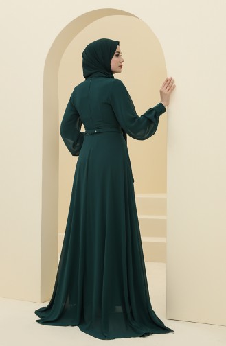 Emerald Green Hijab Evening Dress 5422-08