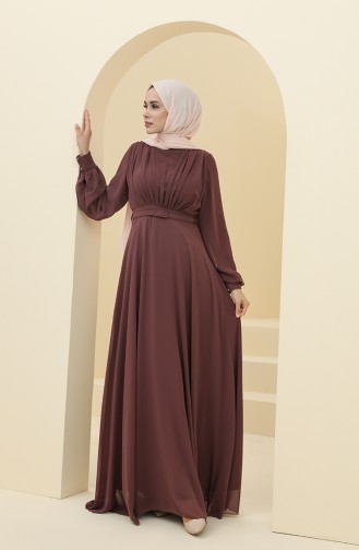 Dark Dusty Rose Hijab Evening Dress 5422-10