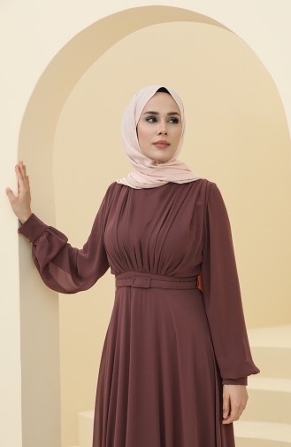 Dark Dusty Rose Hijab Evening Dress 5422-10
