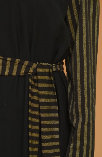 Garnili Elbise 0195-01 Siyah Haki